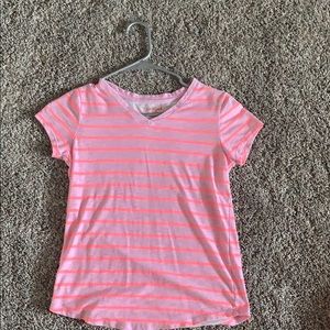 A pink striped T-shirt